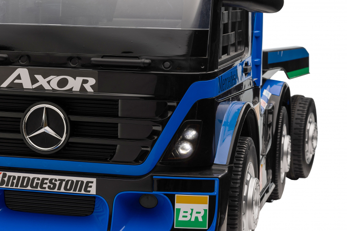 Camion electric cu remorca Premier Mercedes Axor, 12V, roti cauciuc EVA, scaun piele ecologica, albastru [10]