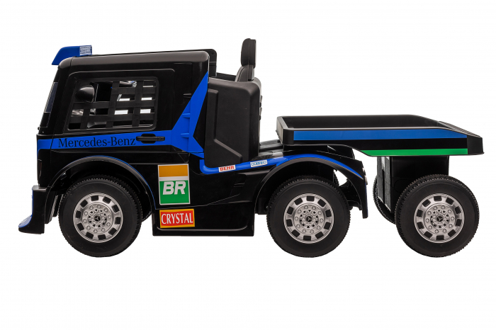 Camion electric cu remorca Premier Mercedes Axor, 12V, roti cauciuc EVA, scaun piele ecologica, albastru [5]