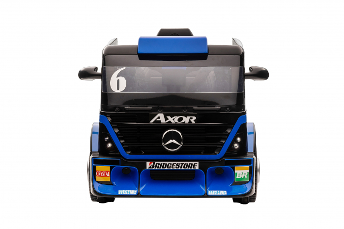 Camion electric cu remorca Premier Mercedes Axor, 12V, roti cauciuc EVA, scaun piele ecologica, albastru [3]