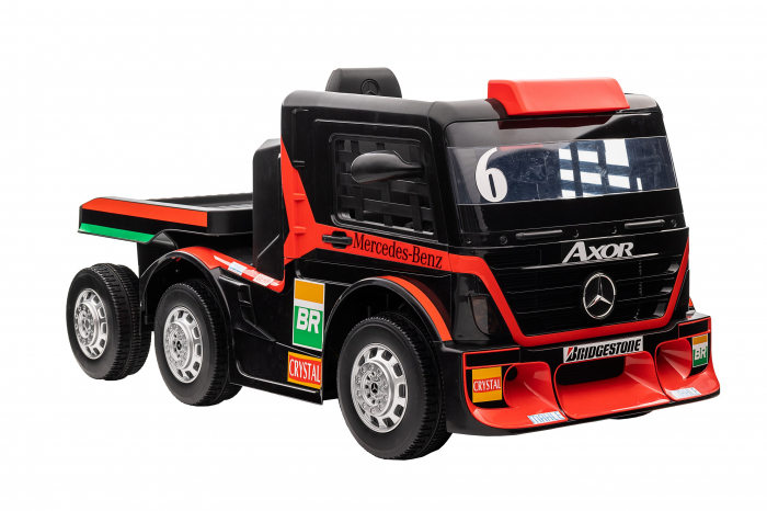 Camion electric cu remorca Premier Mercedes Axor, 12V, roti cauciuc EVA, scaun piele ecologica, rosu [9]