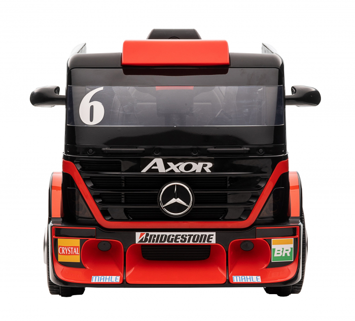 Camion electric cu remorca Premier Mercedes Axor, 12V, roti cauciuc EVA, scaun piele ecologica, rosu [3]
