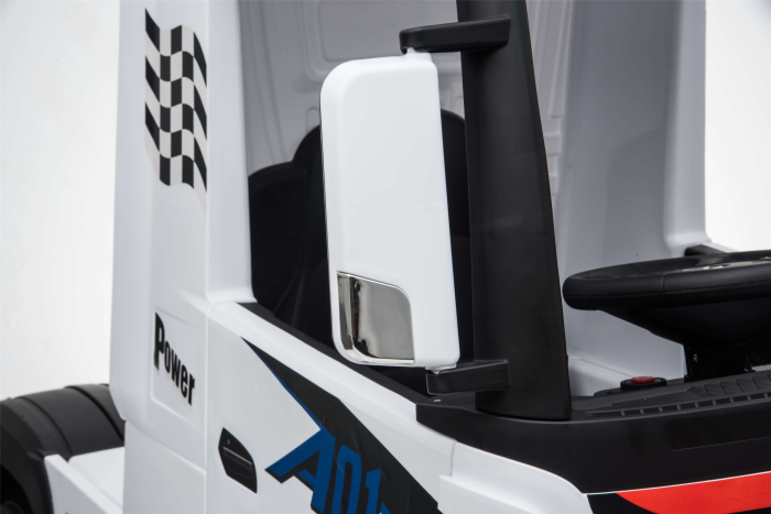 Camion electric Premier Mercedes Actros cu 2 baterii, 4x4, roti cauciuc EVA, scaun piele ecologica, alb [10]