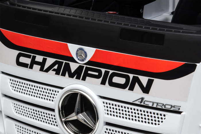 Camion electric Premier Mercedes Actros cu 2 baterii, 4x4, roti cauciuc EVA, scaun piele ecologica, alb [11]