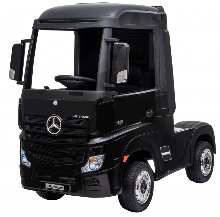 Camion electric Premier Mercedes Actros cu 2 baterii, 4x4, roti cauciuc EVA, scaun piele ecologica, negru [1]