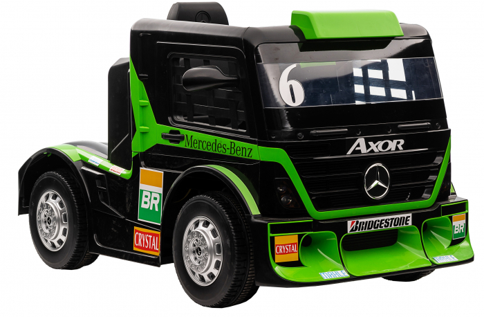 Camion electric Premier Mercedes Axor, 12V, roti cauciuc EVA, scaun piele ecologica, verde [8]