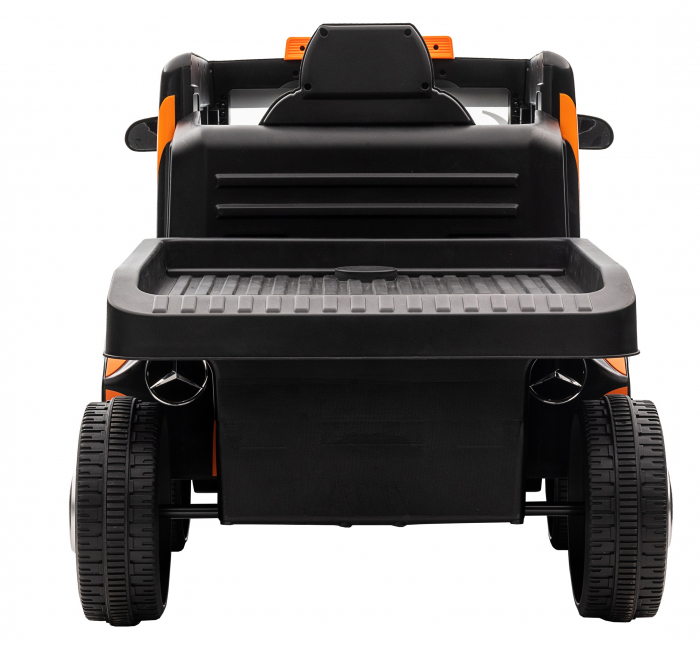 Camion electric cu remorca Premier Mercedes Axor, 12V, roti cauciuc EVA, scaun piele ecologica, portocaliu [8]