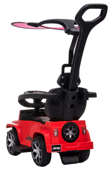 Masinuta de impins Premier Jeep Wrangler Rubicon cu maner si bara de protectie, rosu [12]