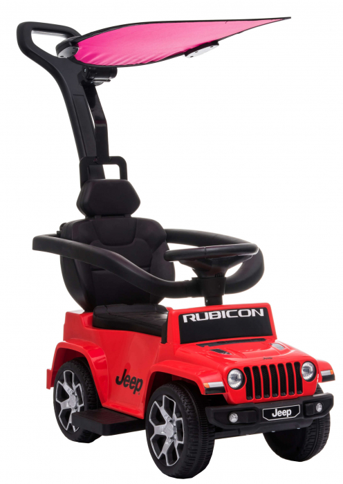 Masinuta de impins Premier Jeep Wrangler Rubicon cu maner si bara de protectie, rosu [15]