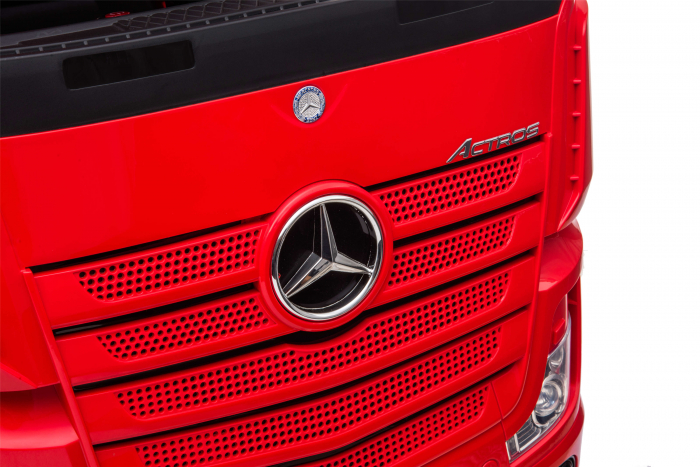 Camion electric Premier Mercedes Actros cu 2 baterii, 4x4, roti cauciuc EVA, scaun piele ecologica, rosu [8]