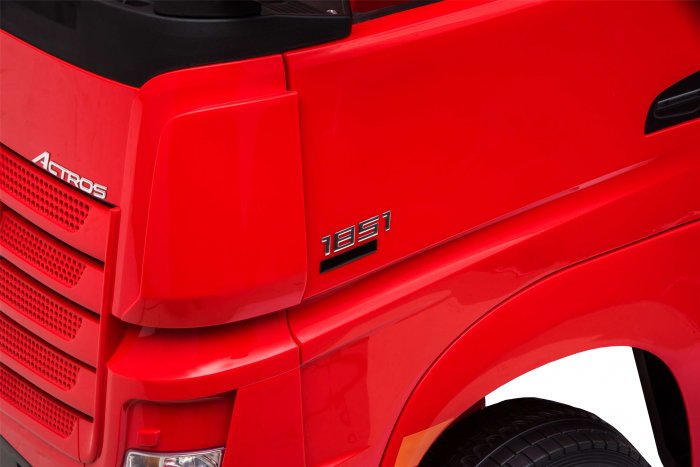 Camion electric Premier Mercedes Actros cu 2 baterii, 4x4, roti cauciuc EVA, scaun piele ecologica, rosu [12]