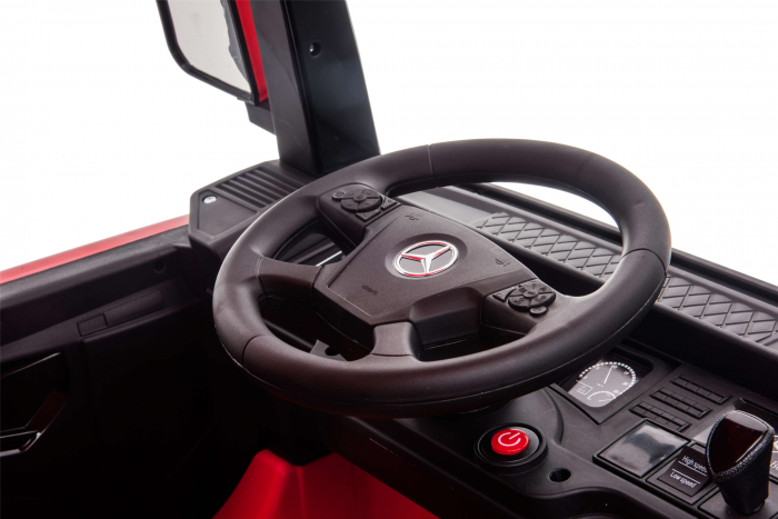 Camion electric Premier Mercedes Actros cu 2 baterii, 4x4, roti cauciuc EVA, scaun piele ecologica, rosu [13]