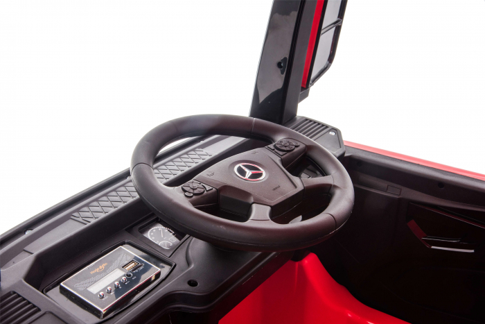 Camion electric Premier Mercedes Actros cu 2 baterii, 4x4, roti cauciuc EVA, scaun piele ecologica, rosu [17]