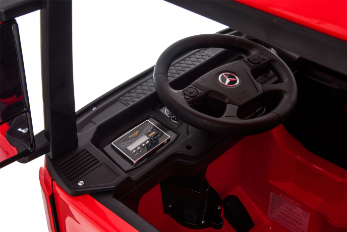 Camion electric Premier Mercedes Actros cu 2 baterii, 4x4, roti cauciuc EVA, scaun piele ecologica, rosu [18]