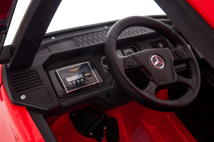 Camion electric Premier Mercedes Actros cu 2 baterii, 4x4, roti cauciuc EVA, scaun piele ecologica, rosu [19]