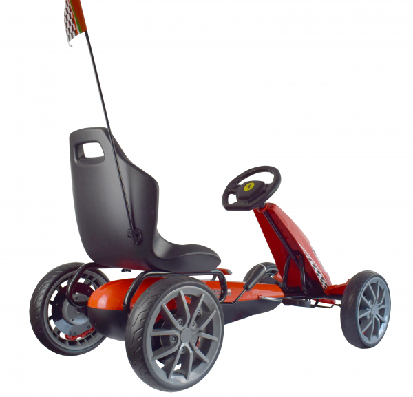 Kart Ferrari cu pedale pentru copii, roti cauciuc Eva, rosu [4]