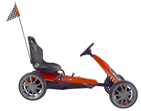 Kart Ferrari cu pedale pentru copii, roti cauciuc Eva, rosu [3]