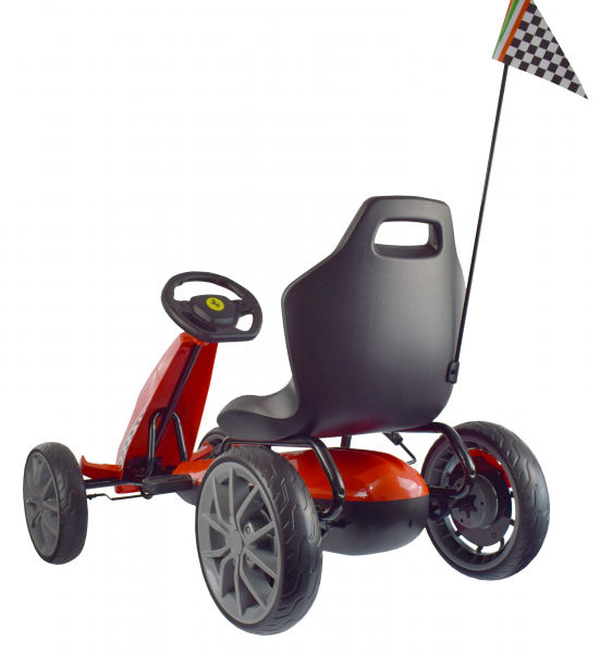 Kart Ferrari cu pedale pentru copii, roti cauciuc Eva, rosu [6]