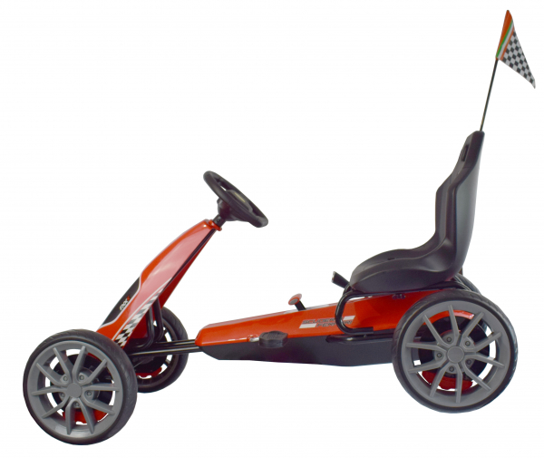 Kart Ferrari cu pedale pentru copii, roti cauciuc Eva, rosu [7]