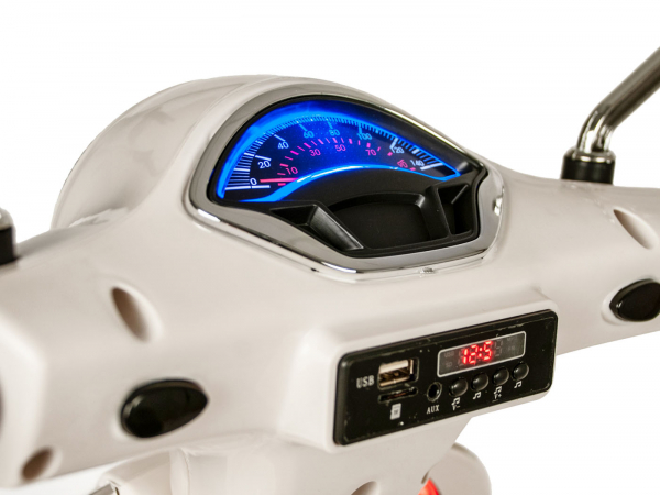 Scooter electric cu 2 roti Premier Vespa GTS Super, 12V, MP3, roti ajutatoare, alb [4]