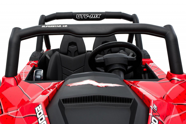 Buggy electric pentru 2 copii Premier 4x4 Superstar, cu 2 baterii, roti cauciuc EVA, scaun piele ecologica, rosu spider [15]