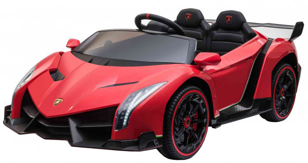 Masinuta electrica 4 x 4 Premier Lamborghini Veneno, 12V, roti cauciuc EVA, scaun piele ecologica, rosu [3]
