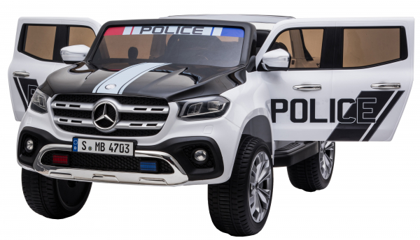Masinuta electrica 4 x 4 Premier Mercedes X-Class Police, 12V, roti cauciuc EVA, scaun piele ecologica, alb [10]
