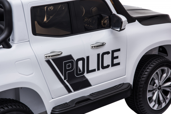 Masinuta electrica 4 x 4 Premier Mercedes X-Class Police, 12V, roti cauciuc EVA, scaun piele ecologica, alb [18]