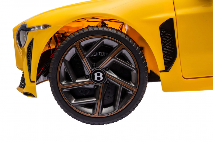 Masinuta electrica 4x4 Premier Bentley Bacalar, 12V, roti cauciuc EVA, scaun piele ecologica, galben [9]