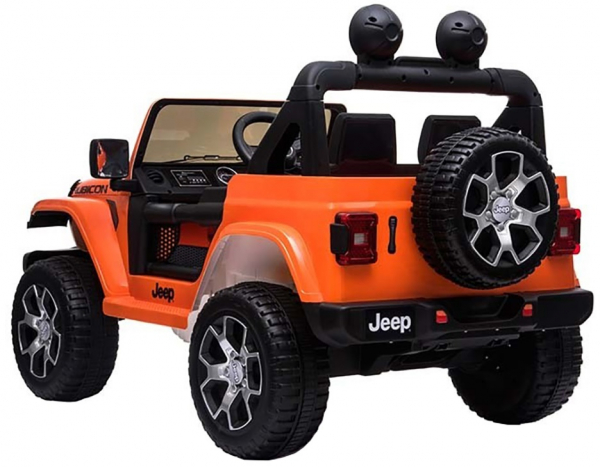 Masinuta electrica 4x4 Premier Jeep Wrangler Rubicon, 12V, roti cauciuc EVA, scaun piele ecologica, portocaliu [7]