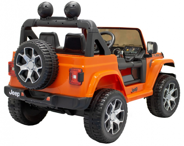 Masinuta electrica 4x4 Premier Jeep Wrangler Rubicon, 12V, roti cauciuc EVA, scaun piele ecologica, portocaliu [14]