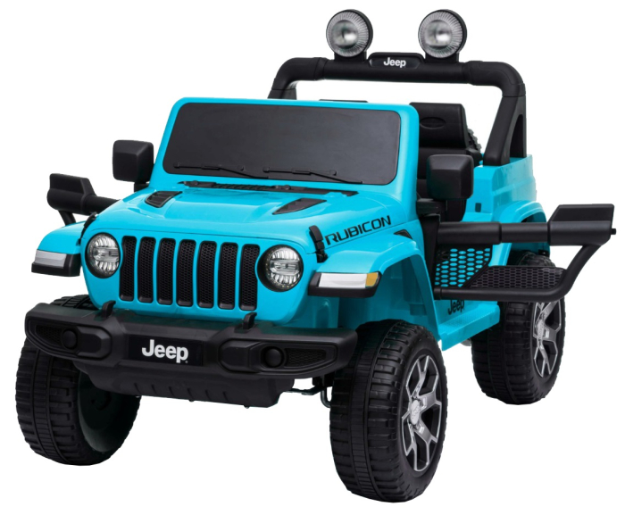 Masinuta electrica 4x4 Premier Jeep Wrangler Rubicon, 12V, roti cauciuc EVA, scaun piele ecologica, turcoaz [7]