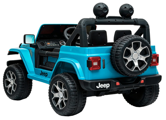 Masinuta electrica 4x4 Premier Jeep Wrangler Rubicon, 12V, roti cauciuc EVA, scaun piele ecologica, turcoaz [6]