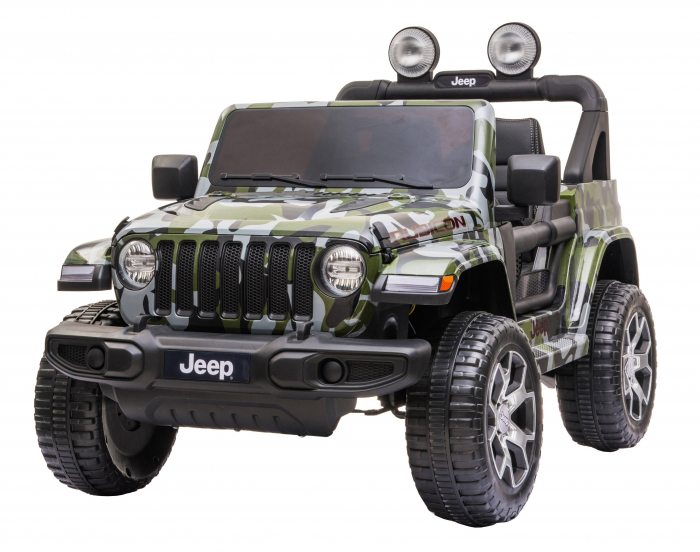 Masinuta electrica 4x4 Premier Jeep Wrangler Rubicon, 12V, roti cauciuc EVA, scaun piele ecologica, camuflaj [4]