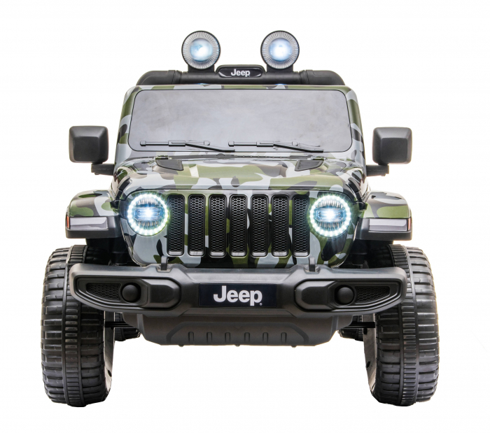 Masinuta electrica 4x4 Premier Jeep Wrangler Rubicon, 12V, roti cauciuc EVA, scaun piele ecologica, camuflaj [18]