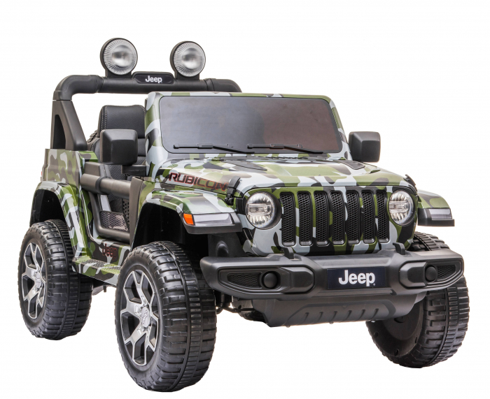 Masinuta electrica 4x4 Premier Jeep Wrangler Rubicon, 12V, roti cauciuc EVA, scaun piele ecologica, camuflaj [9]