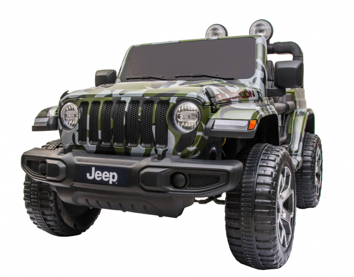 Masinuta electrica 4x4 Premier Jeep Wrangler Rubicon, 12V, roti cauciuc EVA, scaun piele ecologica, camuflaj [15]