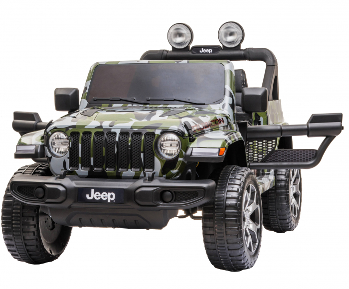 Masinuta electrica 4x4 Premier Jeep Wrangler Rubicon, 12V, roti cauciuc EVA, scaun piele ecologica, camuflaj [11]