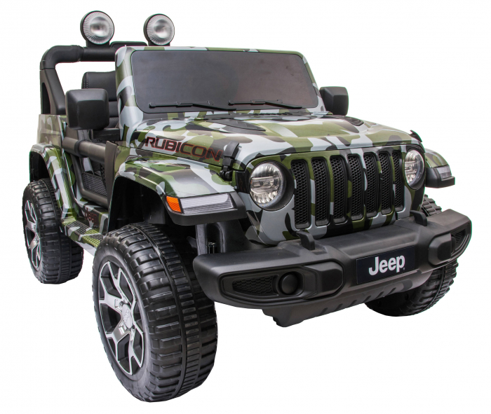 Masinuta electrica 4x4 Premier Jeep Wrangler Rubicon, 12V, roti cauciuc EVA, scaun piele ecologica, camuflaj [14]