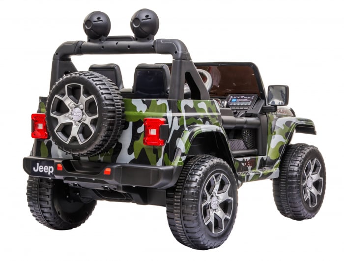 Masinuta electrica 4x4 Premier Jeep Wrangler Rubicon, 12V, roti cauciuc EVA, scaun piele ecologica, camuflaj [8]