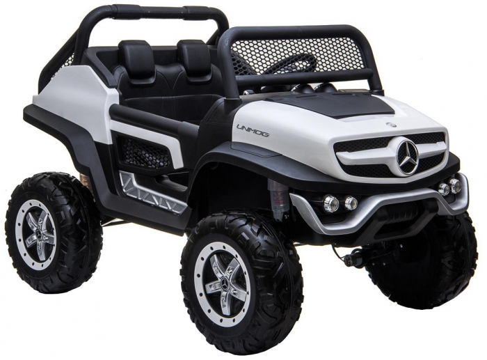 Masinuta electrica 4x4 Premier Mercedes Unimog, 12V, roti cauciuc EVA, scaun piele ecologica, alb [3]