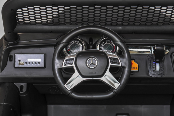 Masinuta electrica 4x4 Premier Mercedes Unimog, 12V, roti cauciuc EVA, scaun piele ecologica, alb [13]