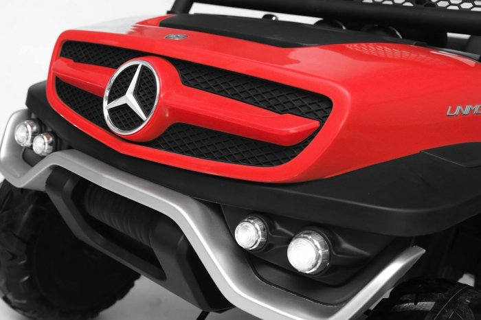 Masinuta electrica 4x4 Premier Mercedes Unimog, 12V, roti cauciuc EVA, scaun piele ecologica, rosu [11]