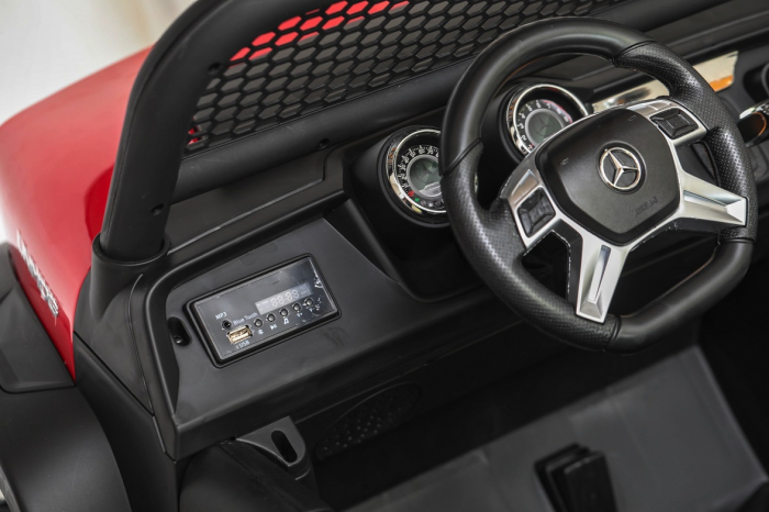 Masinuta electrica 4x4 Premier Mercedes Unimog, 12V, roti cauciuc EVA, scaun piele ecologica, rosu [7]