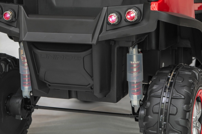 Masinuta electrica 4x4 Premier Mercedes Unimog, 12V, roti cauciuc EVA, scaun piele ecologica, rosu [10]