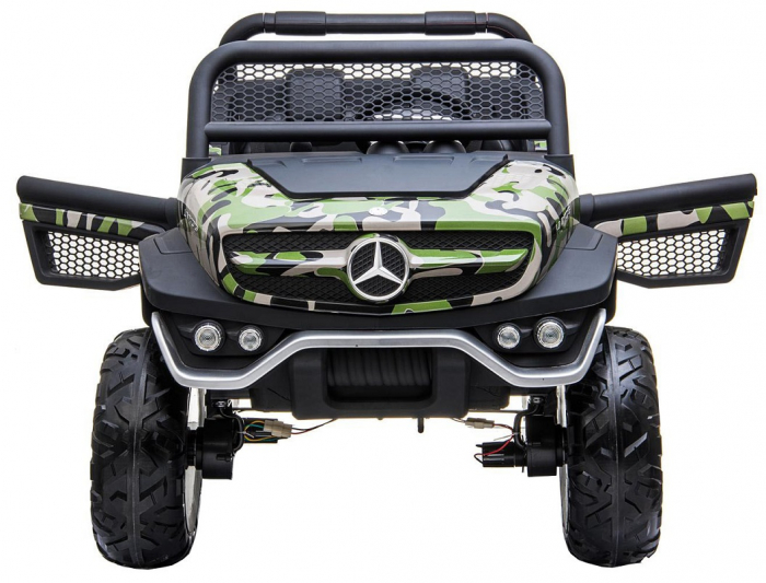 Masinuta electrica 4x4 Premier Mercedes Unimog, 12V, roti cauciuc EVA, scaun piele ecologica, camuflaj [6]