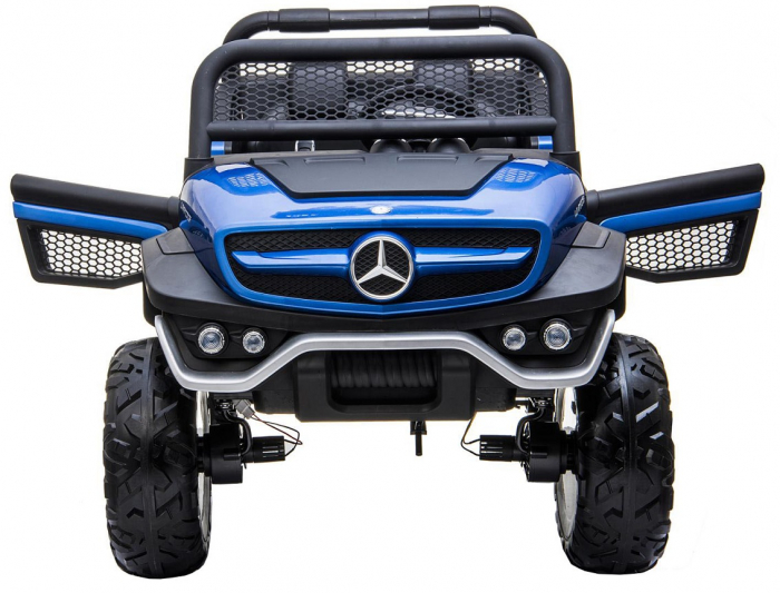 Masinuta electrica 4x4 Premier Mercedes Unimog, 12V, roti cauciuc EVA, scaun piele ecologica, albastru [5]
