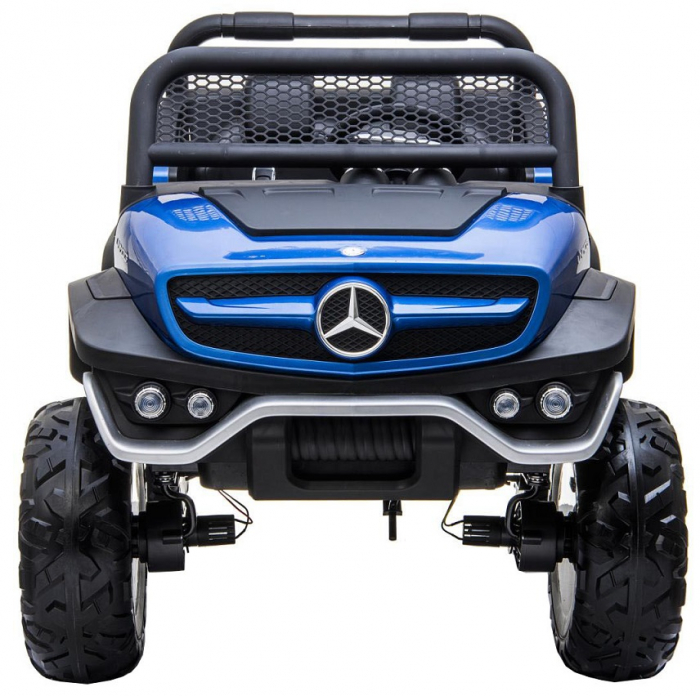 Masinuta electrica 4x4 Premier Mercedes Unimog, 12V, roti cauciuc EVA, scaun piele ecologica, albastru [2]