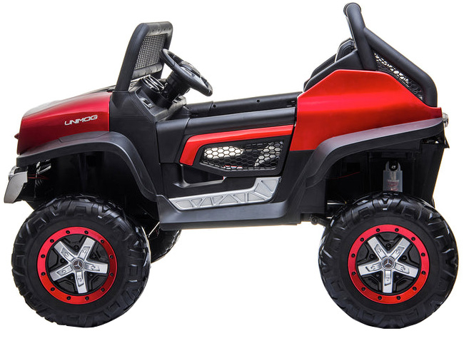Masinuta electrica 4x4 Premier Mercedes Unimog, 12V, roti cauciuc EVA, scaun piele ecologica, visiniu [4]
