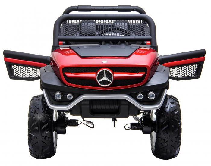 Masinuta electrica 4x4 Premier Mercedes Unimog, 12V, roti cauciuc EVA, scaun piele ecologica, visiniu [9]