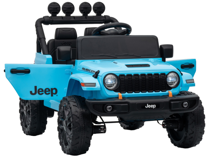 Masinuta electrica 4x4 Premier Mini Jeep Wrangler Rubicon, 12V, roti cauciuc EVA, scaun piele ecologica, 101x59x65 cm, turcoaz [16]